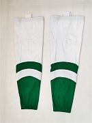 Хоккейные гамаши взрослые зелено-белые Pro на липучках VSHockey
